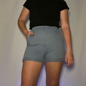 Blue High-Waisted Shorts With BIG Pockets